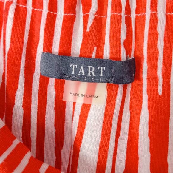 Tart Women’s Top Coral Bold Print Stripe Modal Blend Flowy Draped Minimalist M - Picture 8 of 10